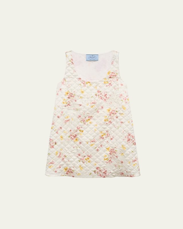 Bouquet Satin Quilted Mini Dress